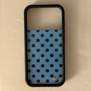 Wildflower iPhone 17 Pro case in Blue & Navy Polka Dot